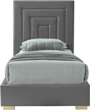 Load image into Gallery viewer, Nora Grey Velvet Twin Bed