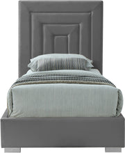 Load image into Gallery viewer, Nora Grey Velvet Twin Bed