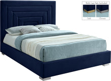 Load image into Gallery viewer, Nora Navy Velvet Queen Bed