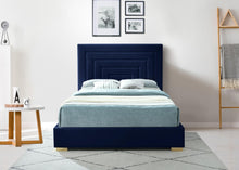 Load image into Gallery viewer, Nora Navy Velvet Queen Bed