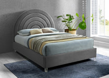 Load image into Gallery viewer, Rainbow Grey Velvet Queen Bed