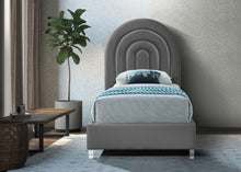 Load image into Gallery viewer, Rainbow Grey Velvet Twin Bed