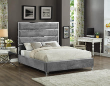 Load image into Gallery viewer, Zuma Grey Velvet King Bed