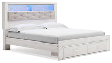 Load image into Gallery viewer, Altyra White King Upholstered Bookcase Bed with Storage image