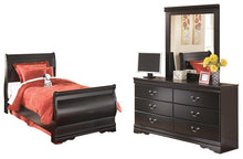 Load image into Gallery viewer, Huey Vineyard Black Full Sleigh Bed with Dresser and Mirror image