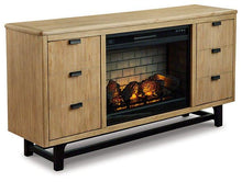 Load image into Gallery viewer, Freslowe Light Brown/Black TV Stand with Electric Fireplace image