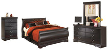 Load image into Gallery viewer, Huey Vineyard Black Queen Sleigh Bed with Dresser, Mirror and Chest of Drawers image