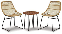 Load image into Gallery viewer, Coral Sand Light Brown/Black Outdoor Chairs with Table Set (Set of 3) image