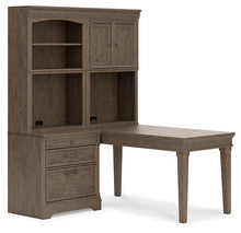 Load image into Gallery viewer, Janismore Weathered Gray 4-Piece Bookcase Wall Unit with Desk image