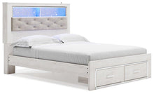 Load image into Gallery viewer, Altyra White Queen Upholstered Bookcase Bed with Storage image