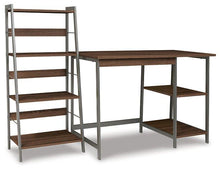 Load image into Gallery viewer, Soho Warm Brown/Gunmetal Home Office Desk with Shelf image