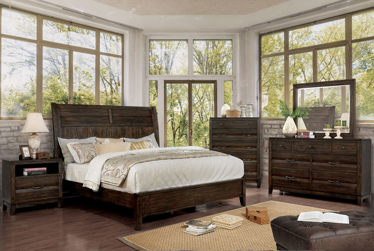 Agapetos Walnut 4 Pc. Queen Bedroom Set ??? Island Furniture of Jamaica