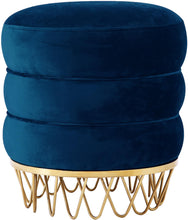 Load image into Gallery viewer, Revolve Navy Velvet Ottoman/Stool image