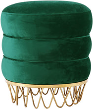 Load image into Gallery viewer, Revolve Green Velvet Ottoman/Stool image