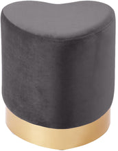 Load image into Gallery viewer, Heart Grey Velvet Ottoman/Stool image