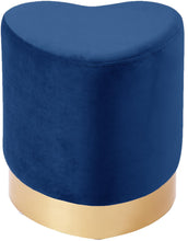 Load image into Gallery viewer, Heart Navy Velvet Ottoman/Stool image