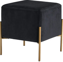 Load image into Gallery viewer, Isla Black Velvet Ottoman/Stool image