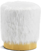 Load image into Gallery viewer, Joy White Faux Fur Ottoman/Stool image