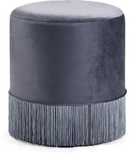 Load image into Gallery viewer, Teddy Grey Velvet Ottoman/Stool image