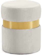 Load image into Gallery viewer, Hailey Cream Velvet Ottoman/Stool image