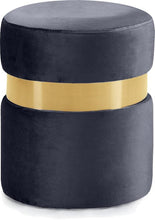 Load image into Gallery viewer, Hailey Grey Velvet Ottoman/Stool image