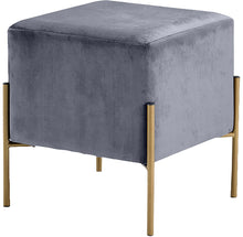 Load image into Gallery viewer, Isla Grey Velvet Ottoman/Stool image