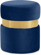 Load image into Gallery viewer, Hailey Navy Velvet Ottoman/Stool image