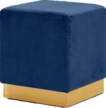 Load image into Gallery viewer, Jax Navy Velvet Ottoman/Stool image
