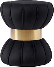 Load image into Gallery viewer, Vino Black Velvet Ottoman/Stool image