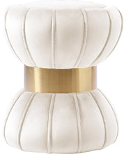 Load image into Gallery viewer, Vino Cream Velvet Ottoman/Stool image