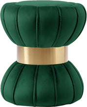 Load image into Gallery viewer, Vino Green Velvet Ottoman/Stool image