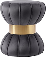 Load image into Gallery viewer, Vino Grey Velvet Ottoman/Stool image