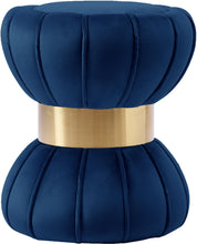 Load image into Gallery viewer, Vino Navy Velvet Ottoman/Stool image