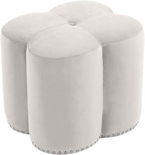 Load image into Gallery viewer, Clover Cream Velvet Ottoman image