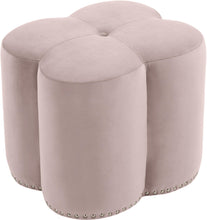 Load image into Gallery viewer, Clover Pink Velvet Ottoman image