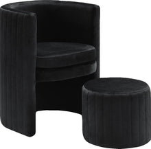 Load image into Gallery viewer, Selena Black Velvet Accent Chair and Ottoman Set image