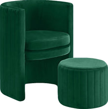 Load image into Gallery viewer, Selena Green Velvet Accent Chair and Ottoman Set image