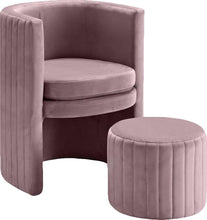 Load image into Gallery viewer, Selena Pink Velvet Accent Chair and Ottoman Set image