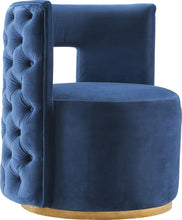 Load image into Gallery viewer, Theo Navy Velvet Accent Chair image