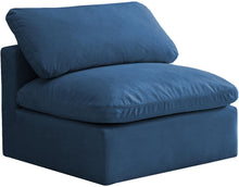 Load image into Gallery viewer, Plush Navy Velvet Standard Cloud Modular Armless Chair image