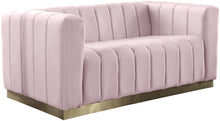 Load image into Gallery viewer, Marlon Pink Velvet Loveseat image