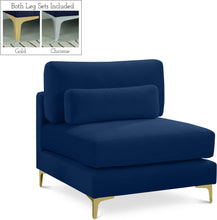 Load image into Gallery viewer, Julia Navy Velvet Modular Armless Chair image