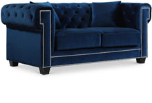 Load image into Gallery viewer, Bowery Navy Velvet Loveseat image