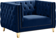 Load image into Gallery viewer, Michelle Navy Velvet Chair image