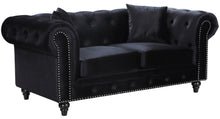 Load image into Gallery viewer, Chesterfield Black Velvet Loveseat image