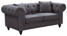 Load image into Gallery viewer, Chesterfield Grey Linen Loveseat image