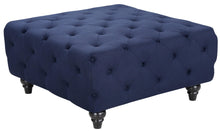 Load image into Gallery viewer, Chesterfield Navy Linen Ottoman image