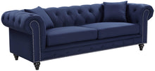 Load image into Gallery viewer, Chesterfield Navy Linen Sofa image