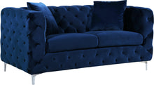 Load image into Gallery viewer, Scarlett Navy Velvet Loveseat image