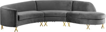 Load image into Gallery viewer, Serpentine Grey Velvet 3pc. Sectional image